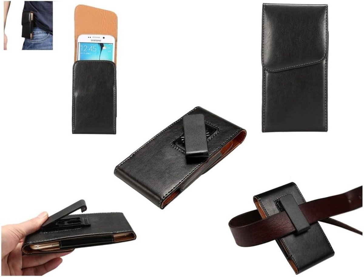 Lederen Holster Executive Case riemclip Rotary 360 voor Jiake M6 - Zwart