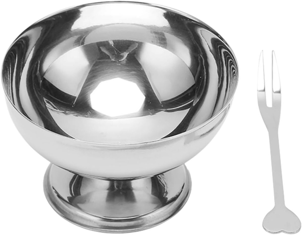 kom, 4 stuks roestvrij staal dessert schalen herbruikbare snoep Cup praktische metalen pudding beker met vorken voor thuis, hotel, restaurant of andere sociale bijeenkomst