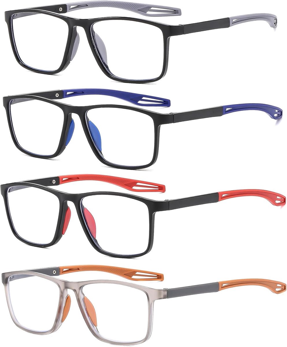 Licht filter leesbril unisex leesbril sportieve modieuze bril lichte comfortabele leesbril anti-blauw licht leesbril 4 stuks veelkleurig 2.0X, Veel kleuren, 2.0X