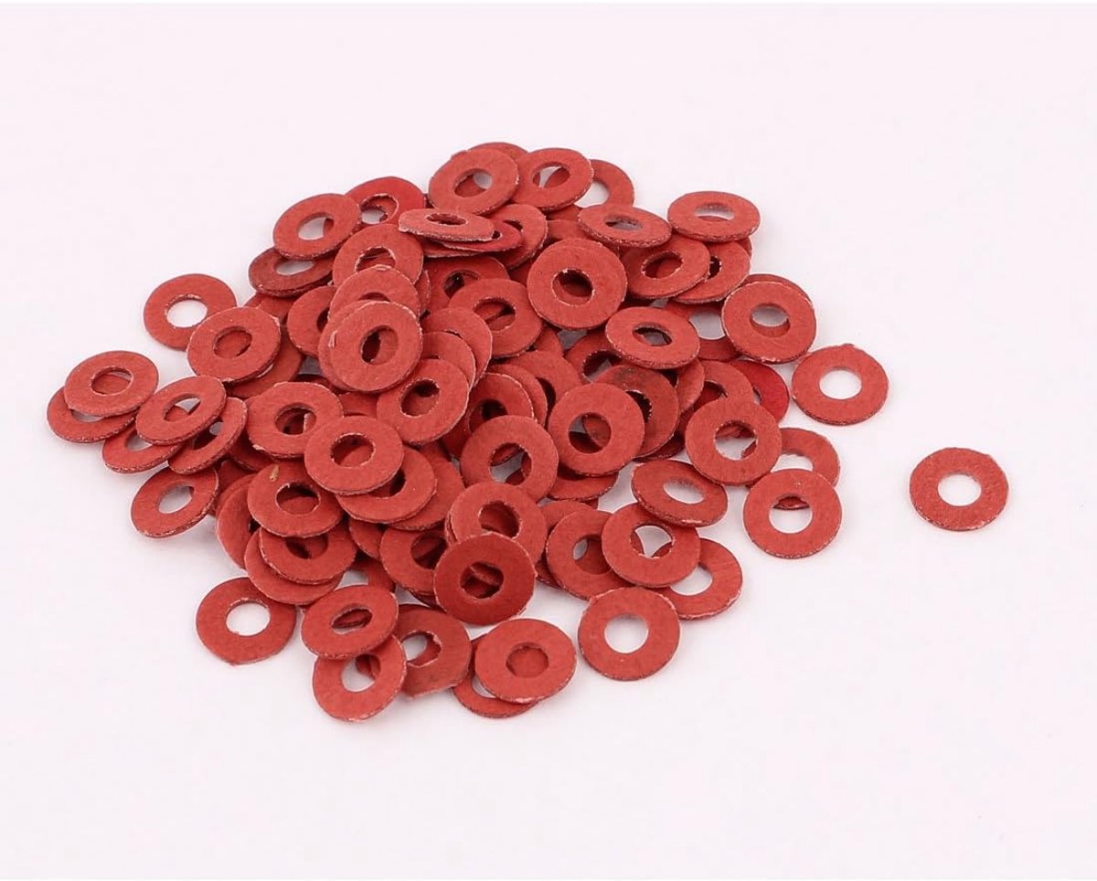Sourcingmap 100 stuks 3 x 7 x 0,8 mm vezel moederbord isolerende sluitringen rood