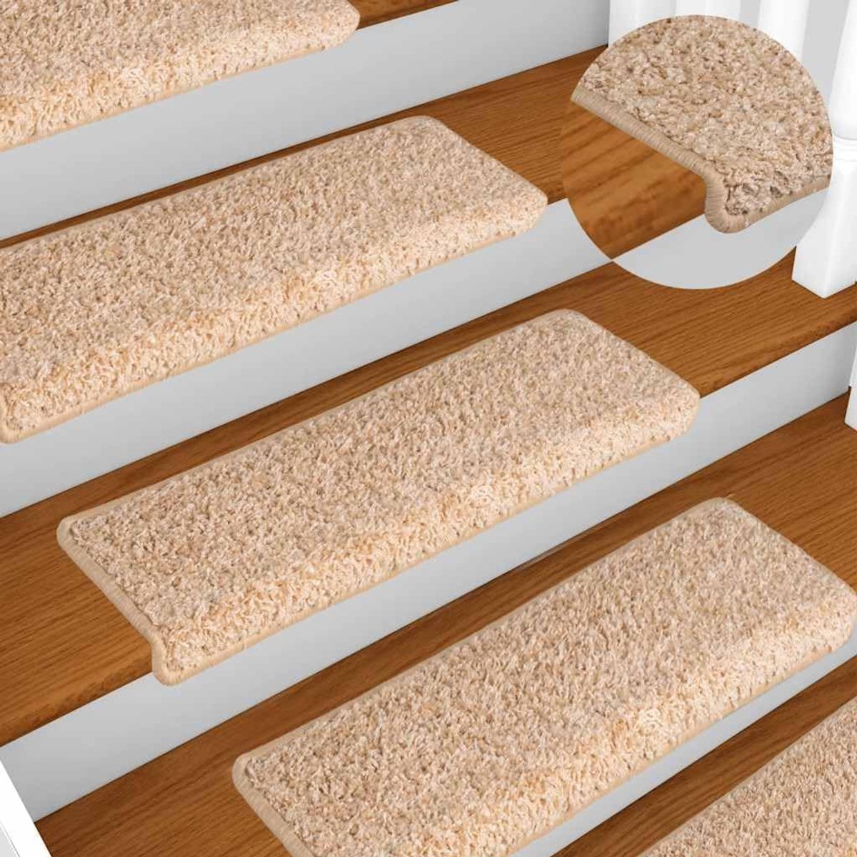 Trapmatten 30 st 65x21x4 cm Goud | 100% getuft PP, geluiddempend, anti-slip, wasbaar, vouwbaar, tweezijdig klevend plakband