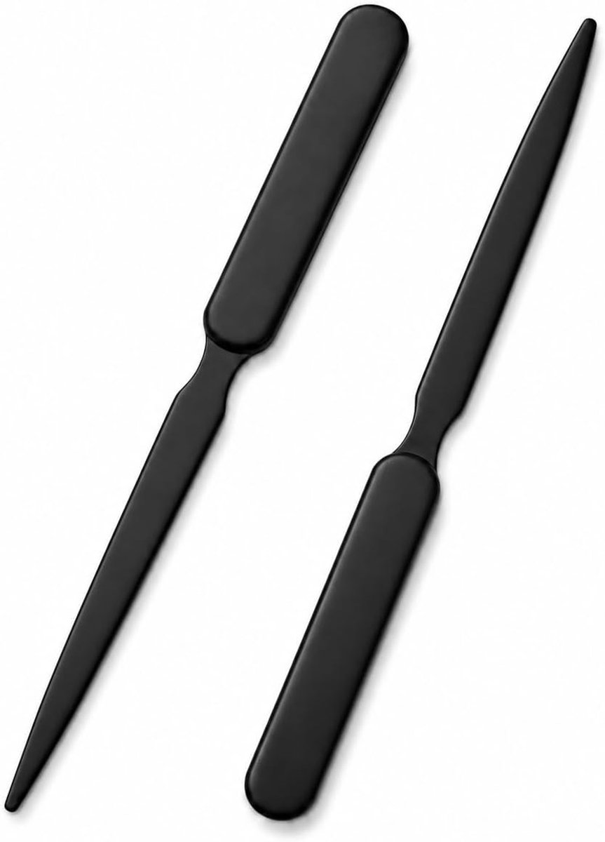Brievenopener, 2 stuks envelopopener van roestvrij staal, elegante brievenopener, scherpe en soepele opening, geschikt voor kantoor, thuis en school (zwart)