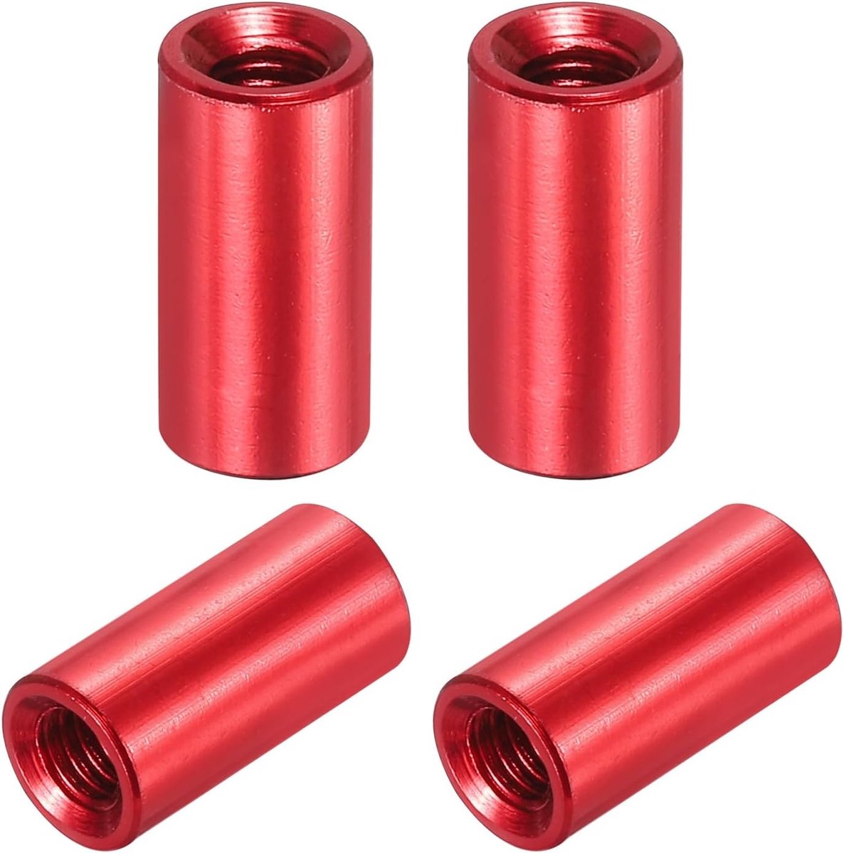 4 stuks ronde aluminium kolomafstandhouders, M3 x 10 mm, vrouwelijke schroefdraad, voor RC multirotoronderdelen, DIY FPV quadcopter (rood)