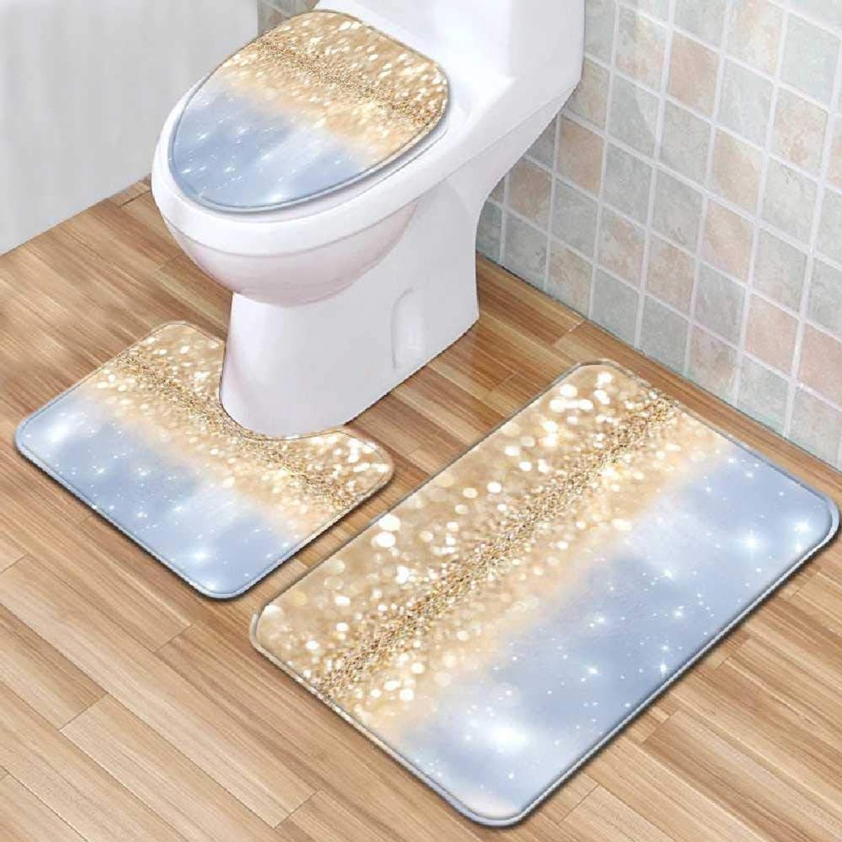Driedelige Set Vloermat Deurmat Machine-wasbare Zachte Badkamer Vloer Tapijt Mat Badkamer Tapijt 50cmx80cm