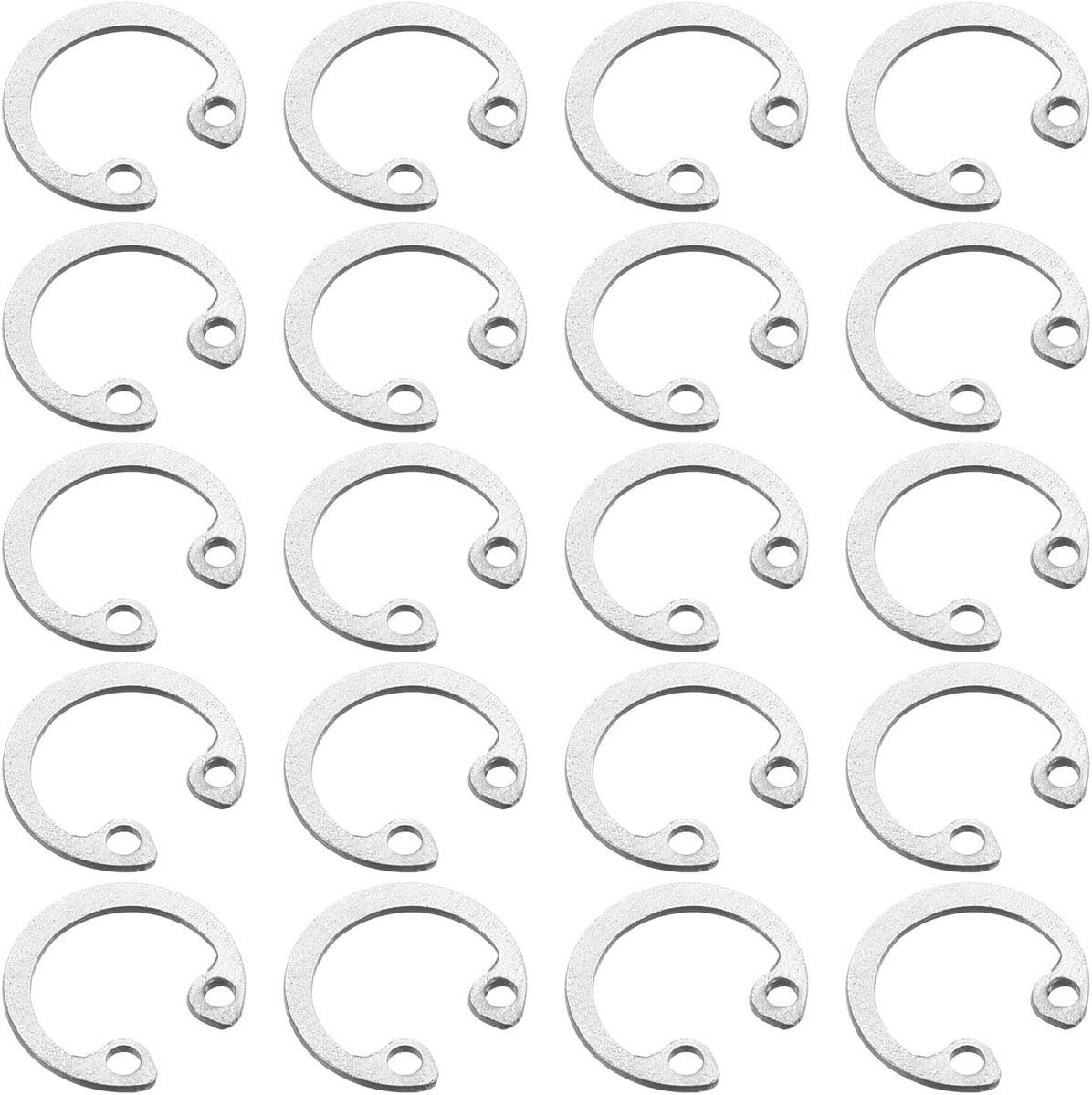 100 stuks ringen interne circlips 13 mm, interne circlips van roestvrij staal 304 borgringen C-clips voor gekartelde assen, zilvertint