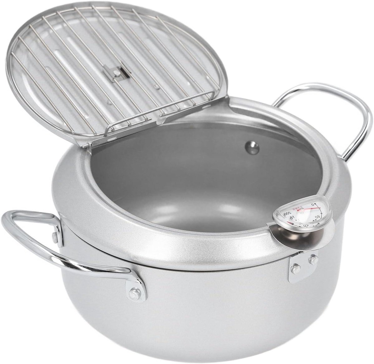 Friteusepan - Kookpot - Frituren - Met thermometer - 28x22x13 cm - Zwart