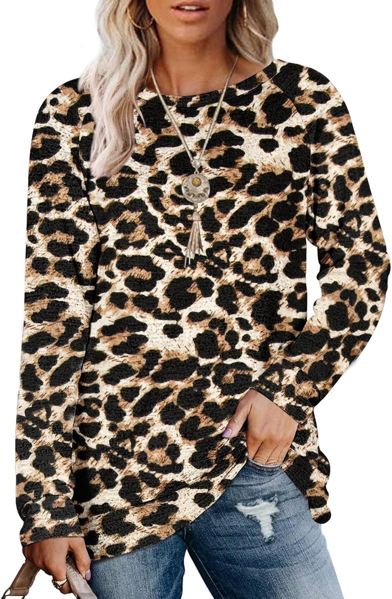 Dames Lange Mouwen Ronde Hals Vrijetijds T-shirts Blouses Sweatshirts Tuniek Tops met Zak