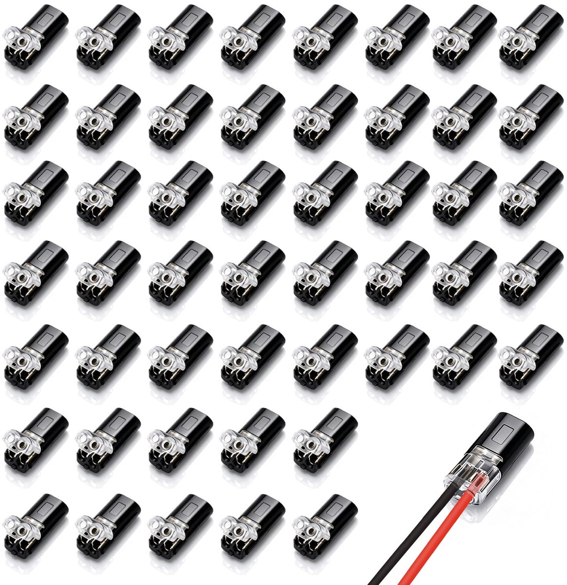 50 Stuks Snelle Lasklemmen, Herbruikbare Lasklemmen voor Elektrische Draden, Gereedschaploze Connectoren voor LED-strips, Schakelaars en DIY-projecten