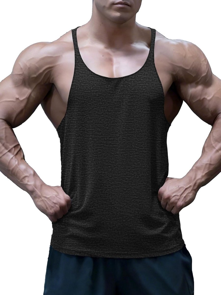 Tanktop voor heren, fitness, tankshirt, zomer, mouwloos spiershirt, functioneel shirt, stringer, okselshirt, Y-rug