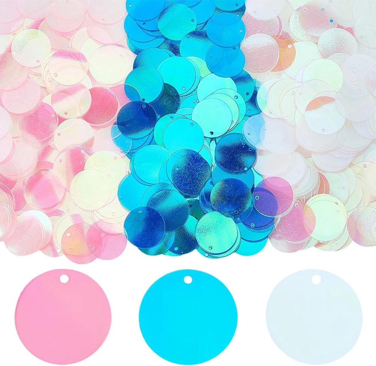 1 Doos 60G 3 Kleuren Iriserende Platte Ronde Pailletten Transparante Regenboog Paillettes Glanzende Glitter Spangles Pvc Applique Grote Losse Pailletten Voor Naaien Maken Bruids Bruiloft