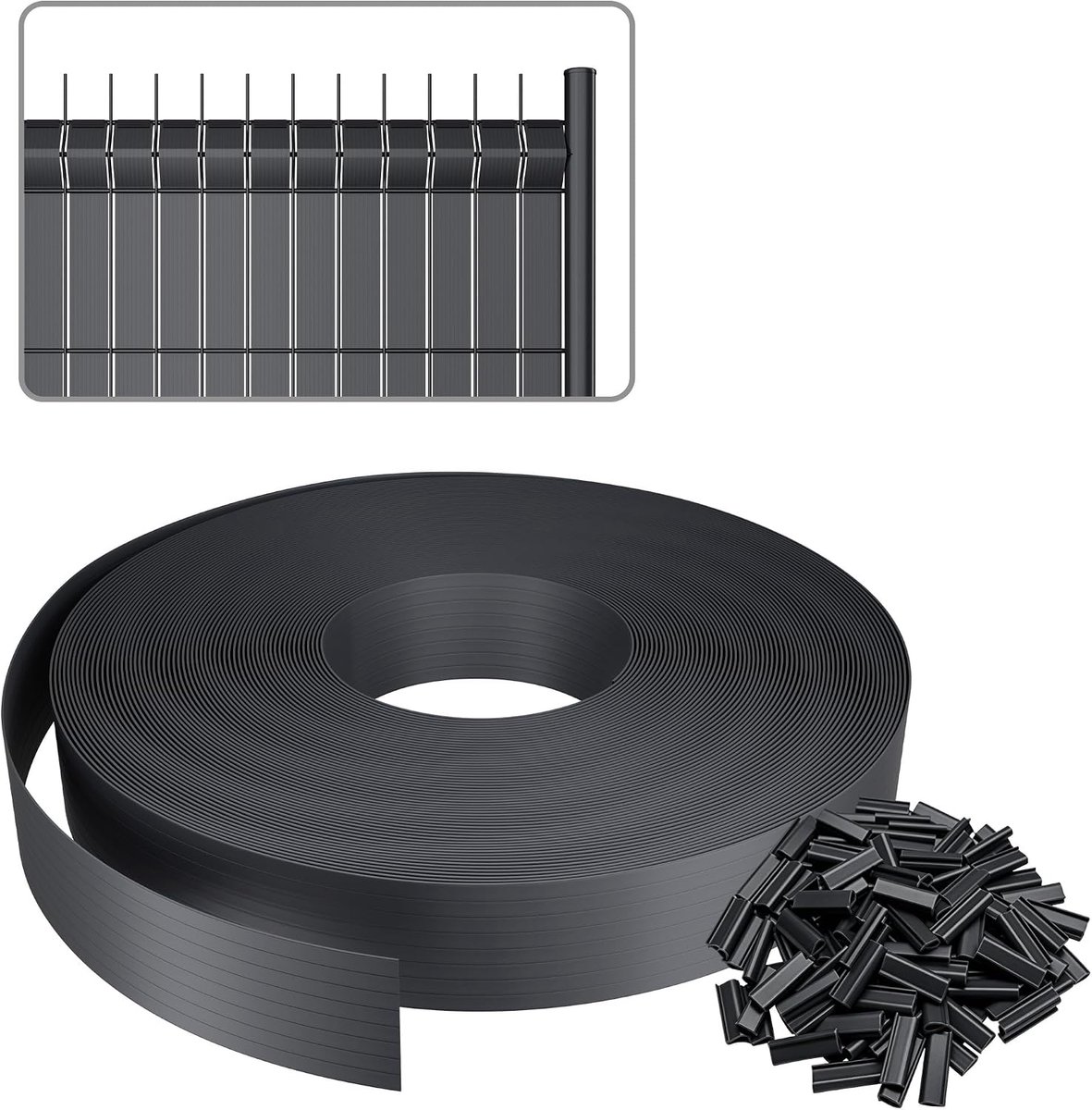 Inkijkwerende strips voor dubbele staafmatten 175m × 4.7cm inkijkbescherming hek UV-bestendig incl. 250 clips weerbestendig PVC inkijkbescherming mat voor dubbelstaafmat hek tuin, antraciet