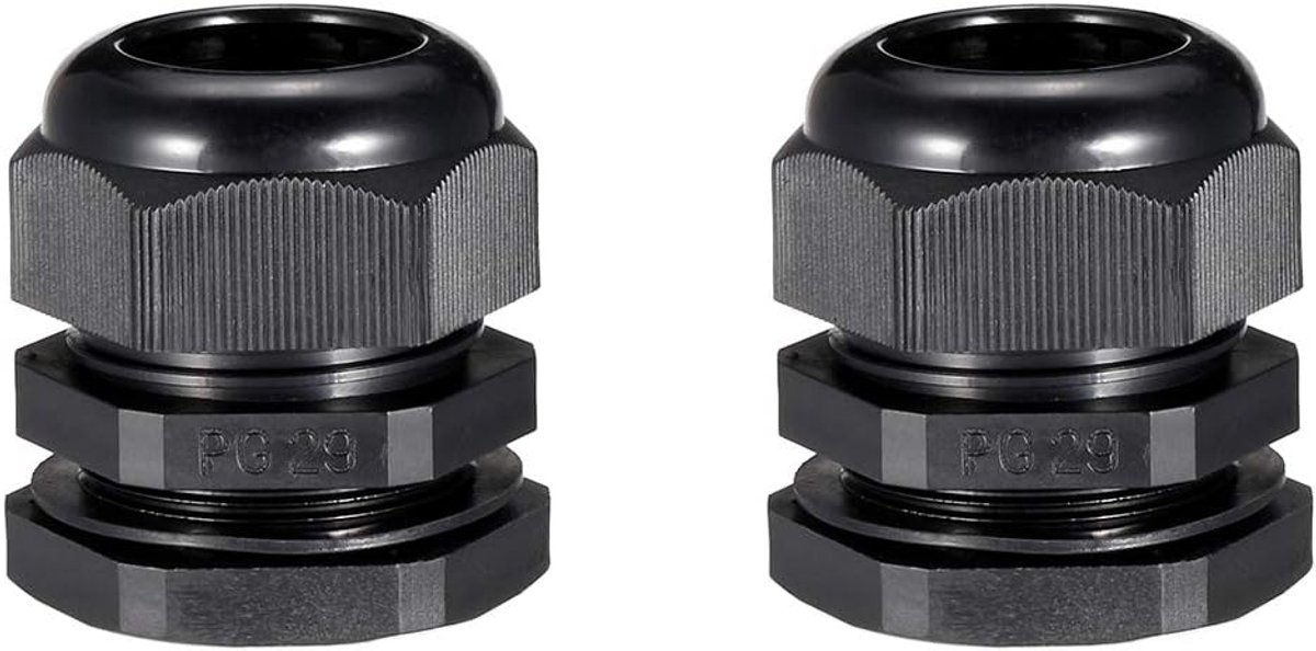 Sourcing map PG29 Kabelwartels, waterdichte kunststofverbinding, instelbare connector, voor kabels met een diameter van 16 mm tot 25 mm, 2 stuks