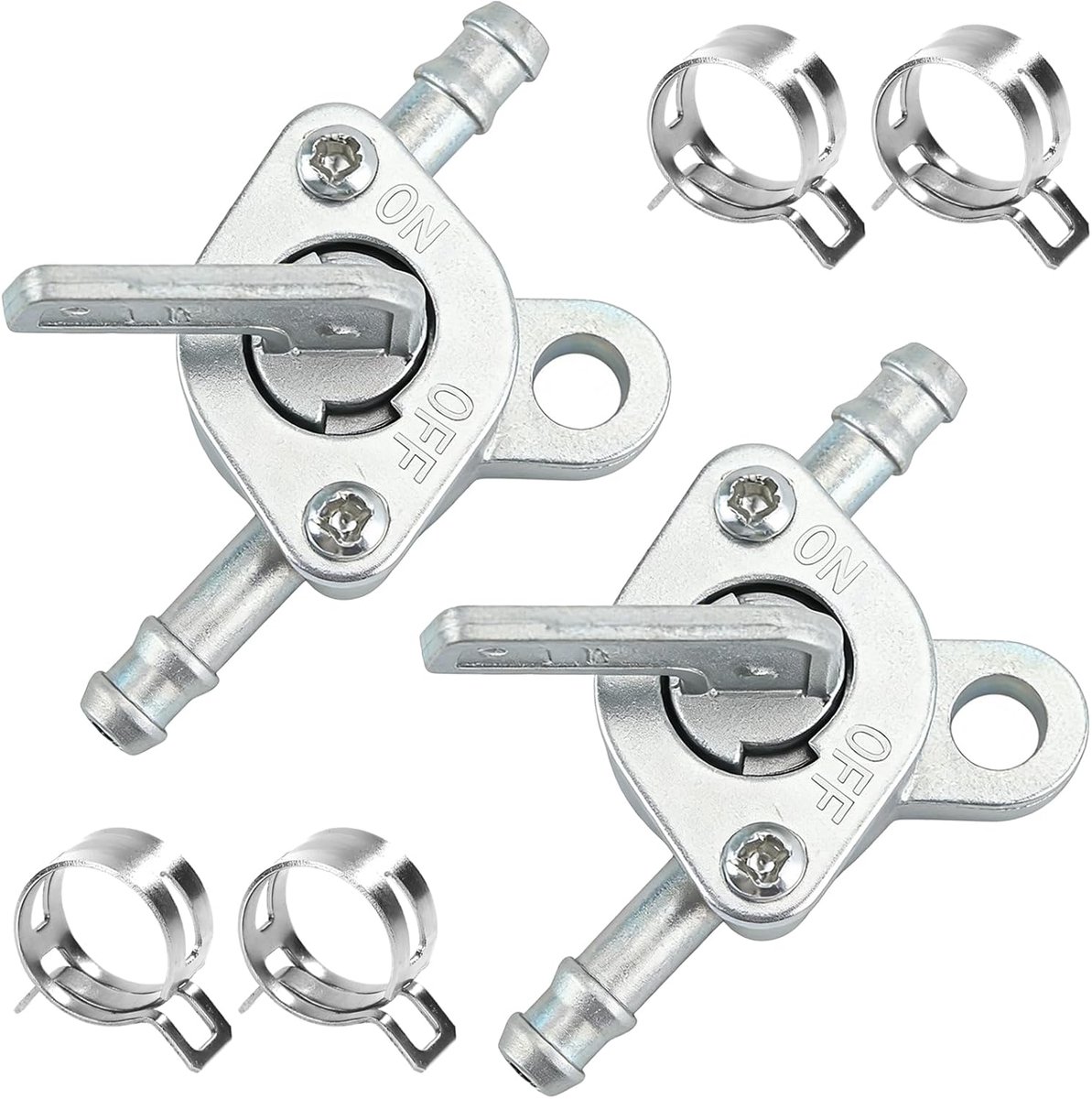 2 stuks benzinekraan, schakelaar, 6 mm, brandstoftank, benzinekraan, schakelaar, brandstofschakelaar, universele inline benzine-tap voor 50 70 90 110 125 140 150 cc pit quad dirt bike ATV
