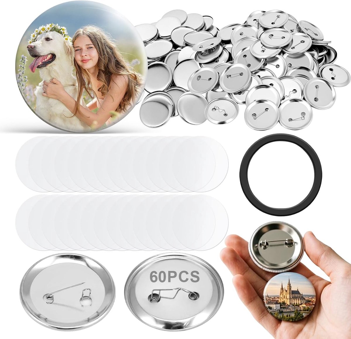 Blanco 58 mm Knoppen Zelf Maken