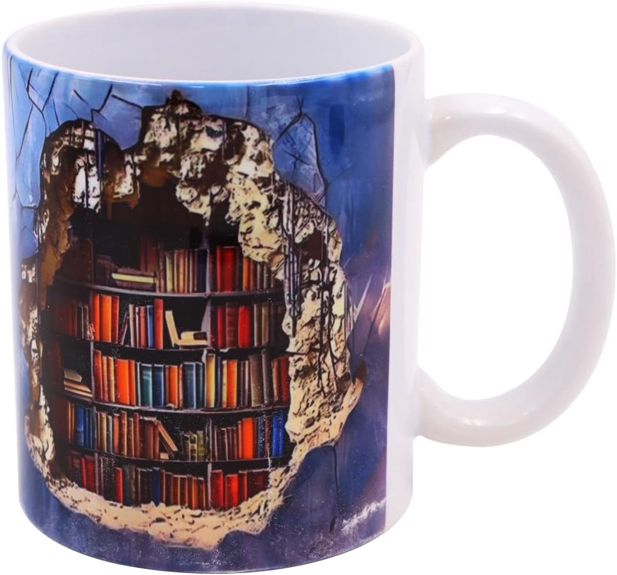 3D Boekenplank Mok, Creatief Ontwerp Keramische Mok, Bibliotheek Boekenplank Koffiemok, Multifunctionele Grappige 3D Boek Keramische Mok Cadeau voor Lezers, Kerstmis, Thanksgiving