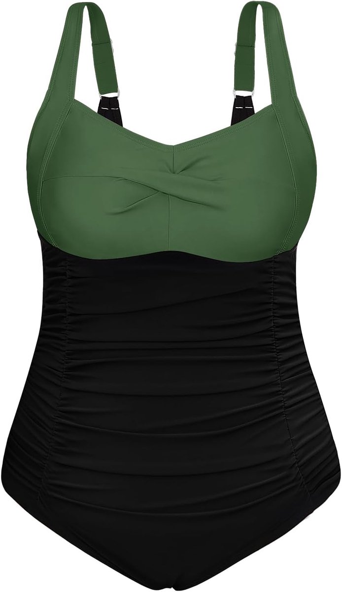 Eendelig badpak voor dames, grote maten, sexy push-up V-hals, eendelig, buik, curvend, L-4XL