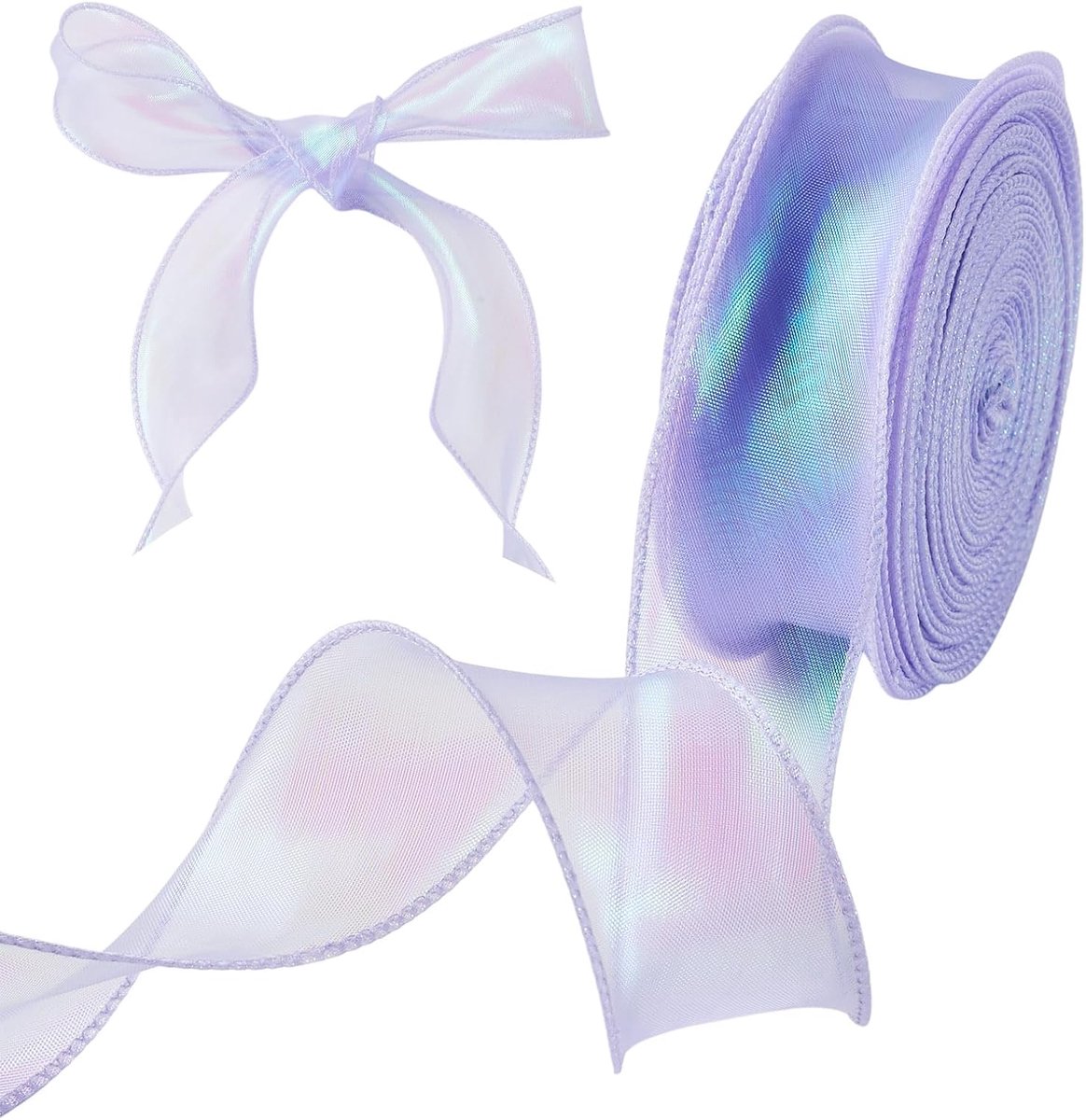 40 meter polyester organza lint 40 mm chiffon kanten lint iriserende trim linten voor het inpakken van bloemen cadeau naaien kleding strik decoratie, lila