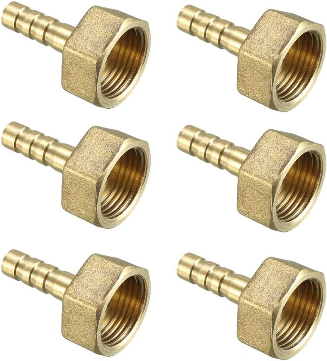 Sourcing map messing tule slang aansluiting stekker adapter x 1/4 PT bus buis 6mm 6mm x 3/8 PT, 6 Pack