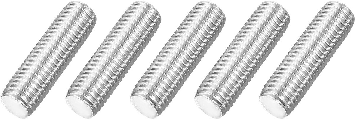 M12 x 40 mm stang met volledige schroefdraad, 5 stuks 316 roestvrij staal, lange schroefdraadschroef 1,75 mm schroefdraadhelling rechtse schroefdraad voor meubelmontage en bevestiging