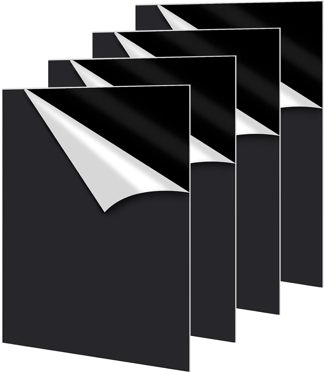 Set van 4 zwarte acrylplaten, A4, acrylplaten, 3 mm, 297 x 210 mm, acrylglasplaten met beschermfolie, acryl kunststof plaat voor borden, doe-het-zelf, display, schilderen