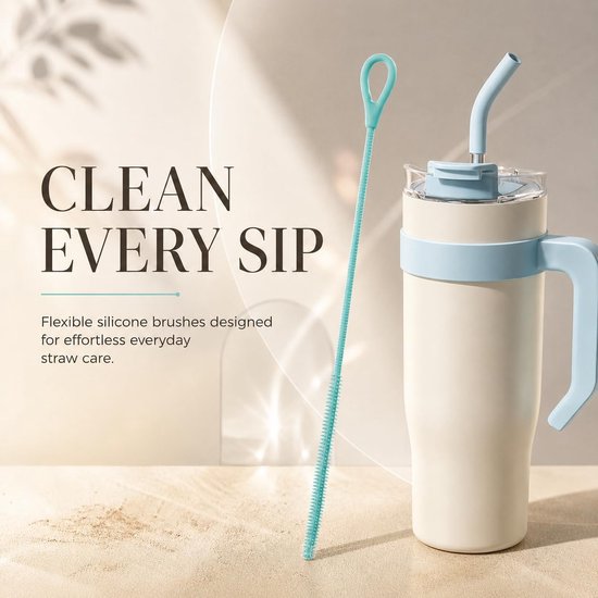 5 stuks siliconen rietjesborstel, 3 borstels 6 mm + 2 borstels 9 mm, flexibele antislip handgreep, zachte en fijne borstelharen, compatibel met glazen, smoothies en rietjes, herbruikbaar — afbeelding 4