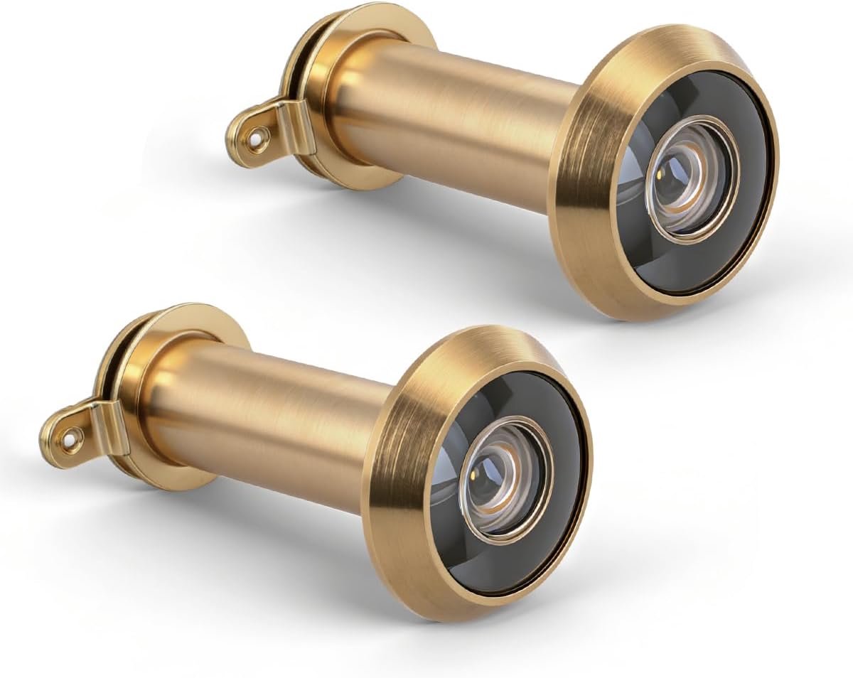 2 stuk UL gecertificeerd goud 12mm(buisdiameter),35-60mm(lengte),25mm(kop),massief messing afneembare achterkap van 200 graden,geschikt voor diverse deuren.