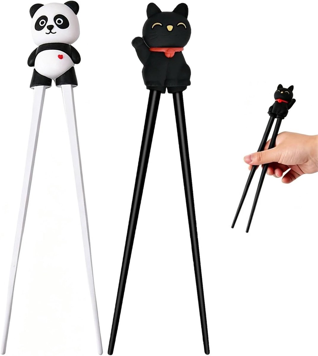 Eetstokjes om te eten, eetstokjes, hulp als houder voor beginners voor het eten van Aziatische noedels en ramen kat Paw Panda design eetstokjes kinderen eetstokjes hoofd in schattig
