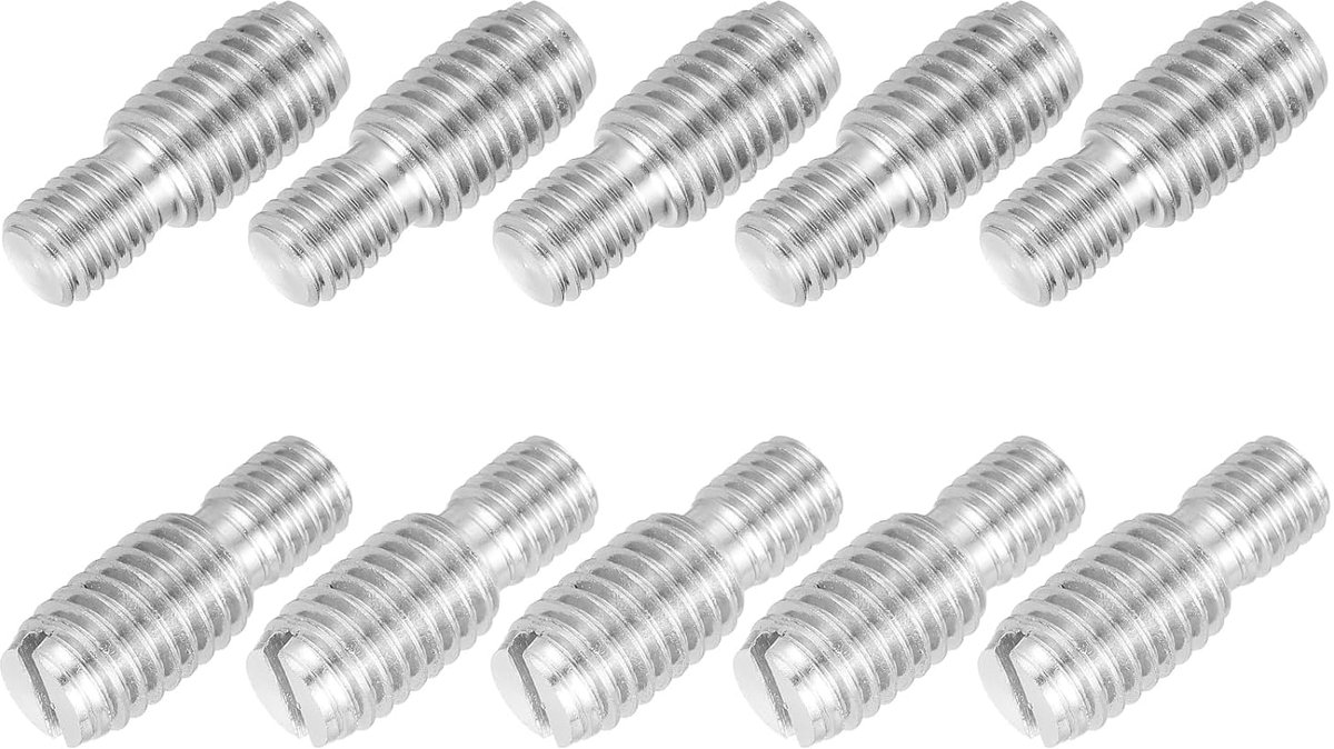 10 stuks schroefdraadstang M8 x 10 naar M10 x 15 25 mm dubbel uiteinde schroefdraadbouten, schroefdraad verloopadapter, dubbele sleufkop 304 roestvrij stalen stiftschroeven, voor