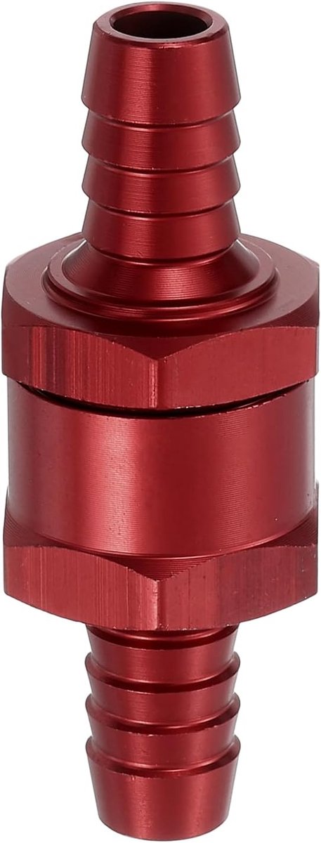 10 mm (3/8") brandstof-terugslagventiel, wegwerp-terugslagventiel, aluminiumlegering, besturingsaccessoires voor benzine, diesel, gas, olie, lucht, water, rood