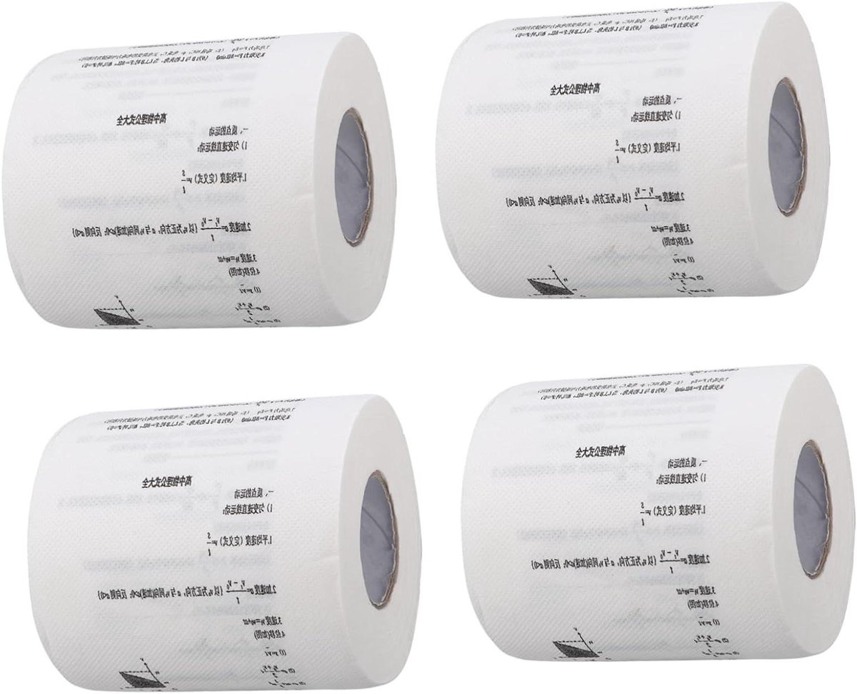 Toiletpapier Rollen - Grappig Papier - Woondecoratie - Formulepatroon - 4 Stuks - Wit