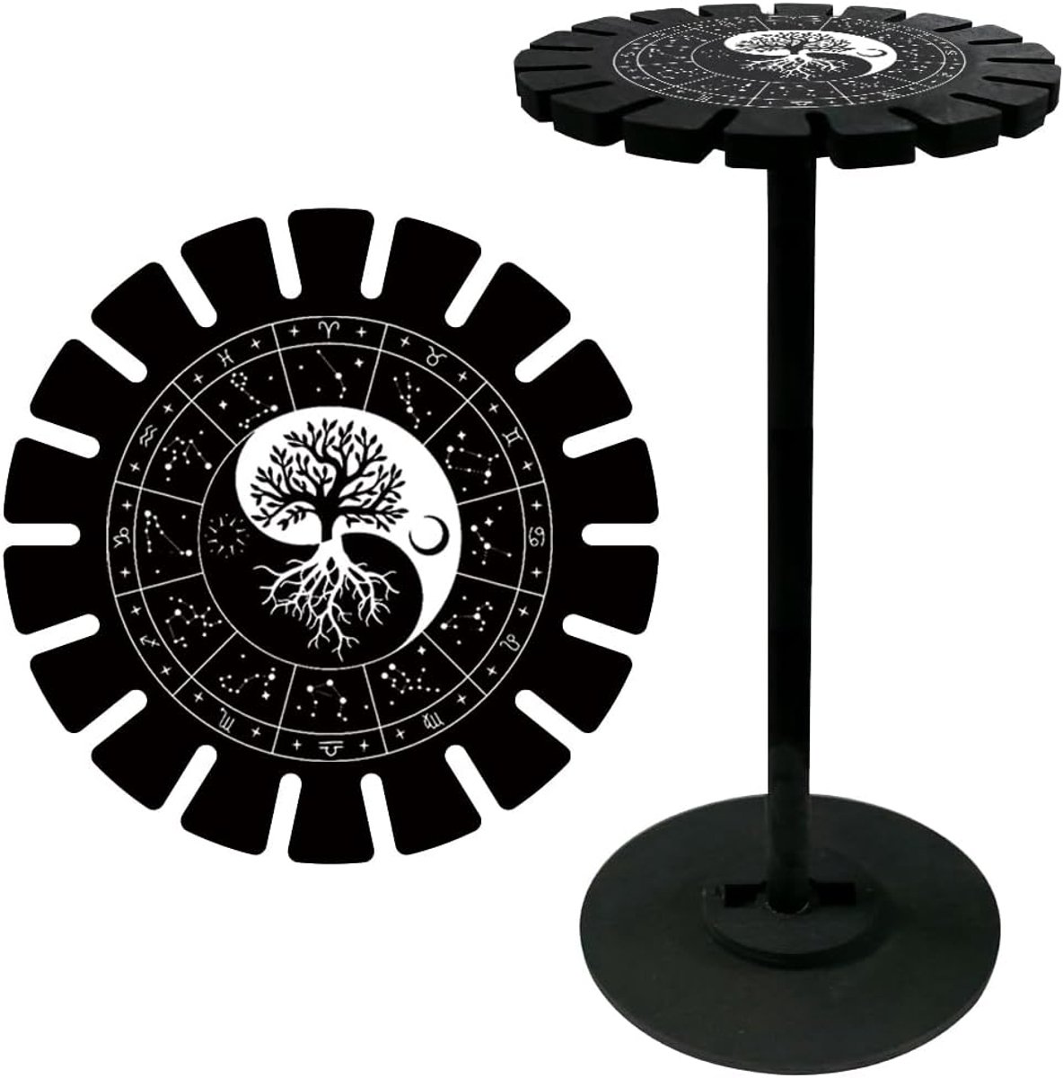 Slinger Houder Stand Crystal Display Plank Zwart Ying Yang Levensboom Houten Wichelroedelopen Waarzeggerij Metafysische Boards Heks Stuff Case voor Crystal Stone Essentiële Boho Olie Decor