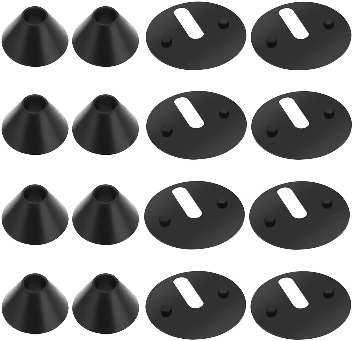 16Pcs Toilet Scharnier Base Plaat Wasmachine Pad Sets Voor Wc Seat Scharnier Fitting Rubber Wasmachine Vervanging Antislip Toilet Scharnier Bevestigingen 40mm Wasmachines M8 Conische Pad Zwart