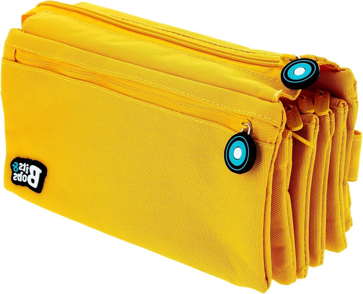 Etui met ritsen - Pennendoos organizer - Schoolspullen opbergen - Uitbreidbare breedte - 23 x 12 x 8-16 cm - Geel
