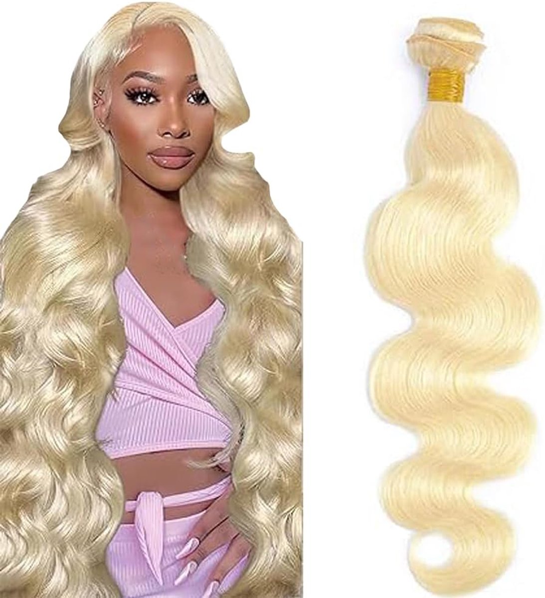 32 Inch Mensliches Haar Body Wave Human Hair Bundles #613 Light Blonde Human Hair Extensions Echthaar Tressen Double Weft Unprocessed Virgin Hair for Woman 1 Bundle