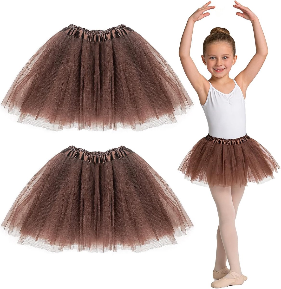 2 stuks tutu-rokjes voor meisjes, gelaagde tule dansrokjes, 3 lagen tule balletdans tutu-rokjes, poffende prinsessenfeeënjurk van 2-8 jaar, voor dagelijks gebruik, verjaardagen