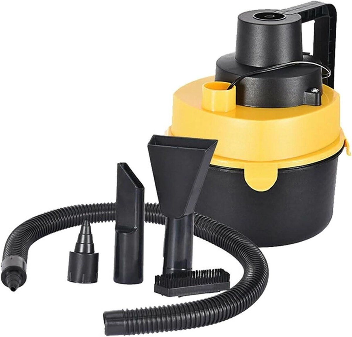 Draagbare Autostofzuiger - Handheld Auto Vacuüm - Interieur Reinigen - Nat en Droog Gebruik - 12V 75W - Geel Zwart