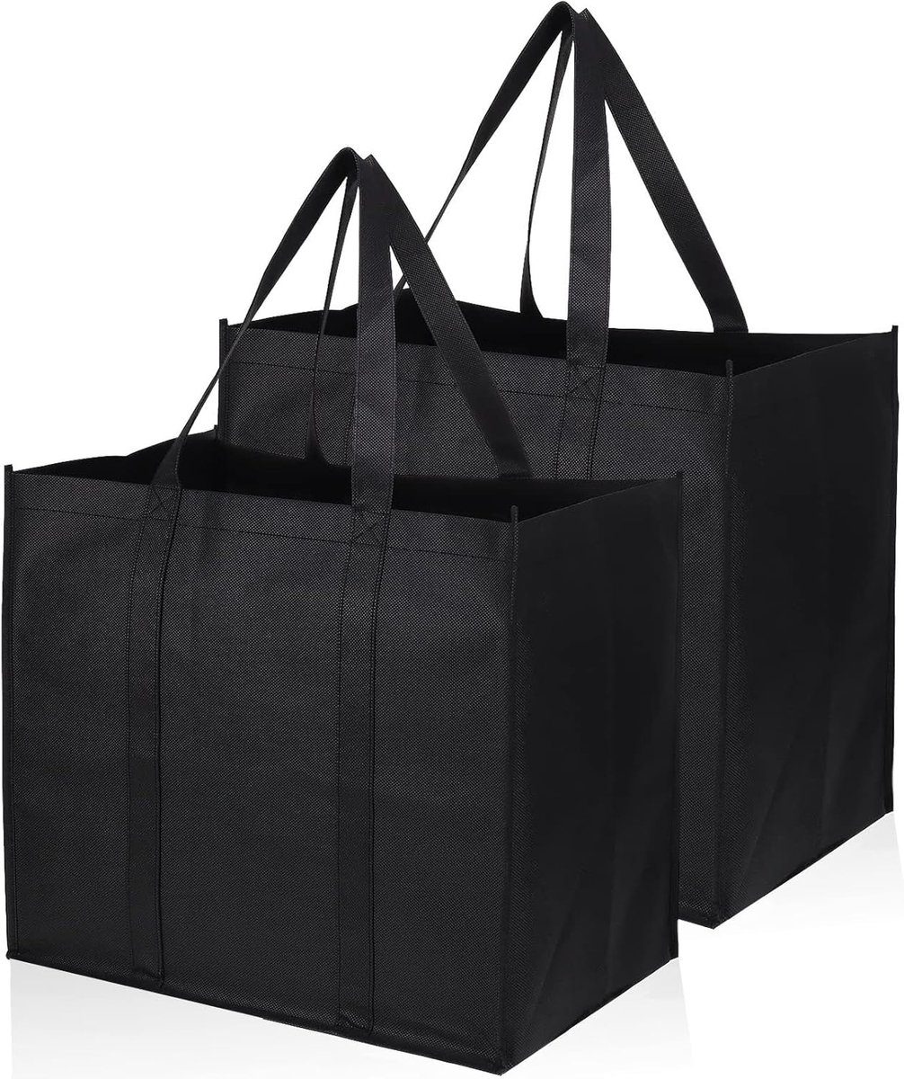 Vouwbare boodschappentas set van 2 - grote herbruikbare tas 41 x 33 x 26 cm - met lange schouderband - SnelShoppen