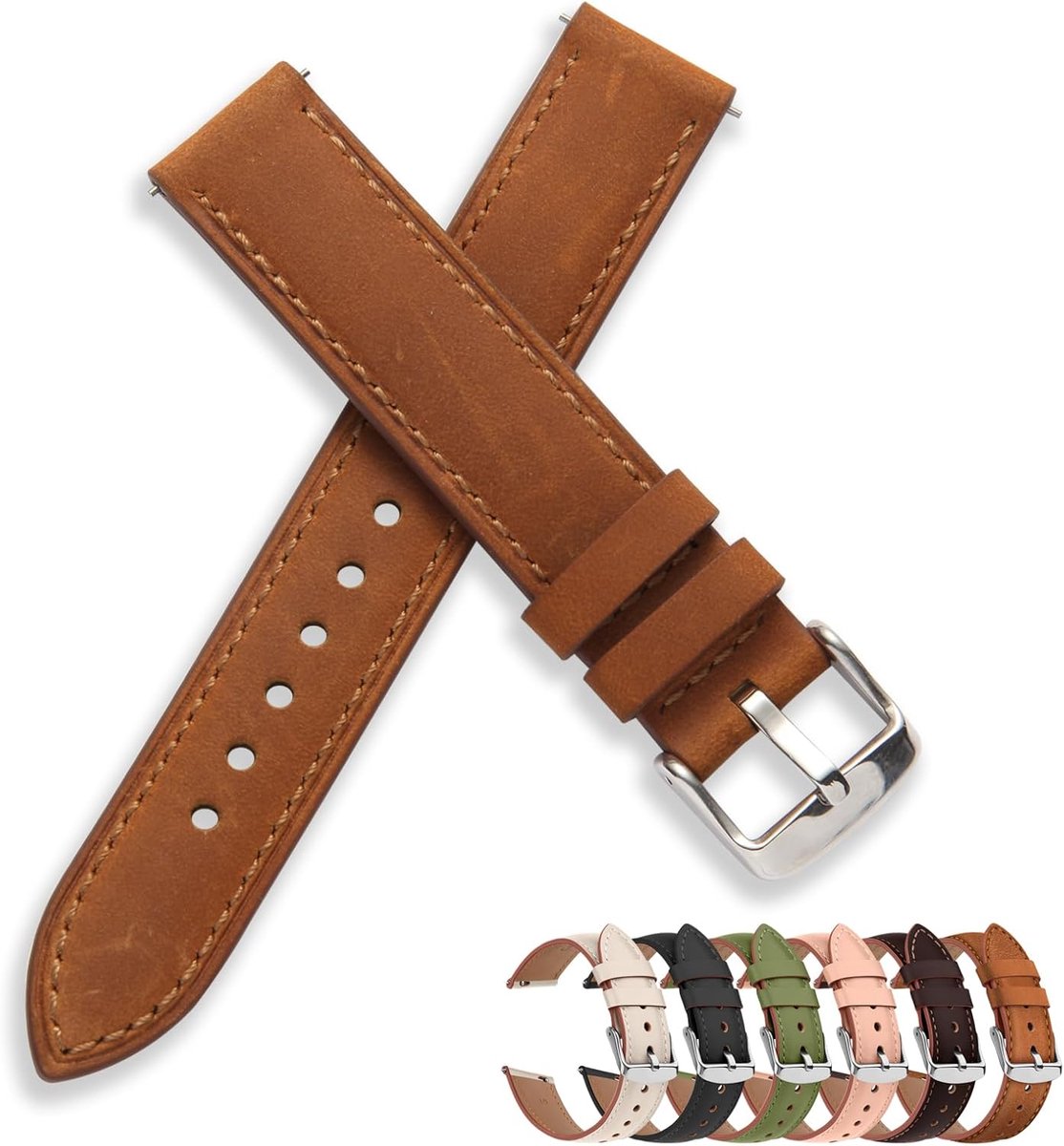Horlogeband 18mm - leren armband - unisex - stijlvol en comfortabel - SnelShoppen