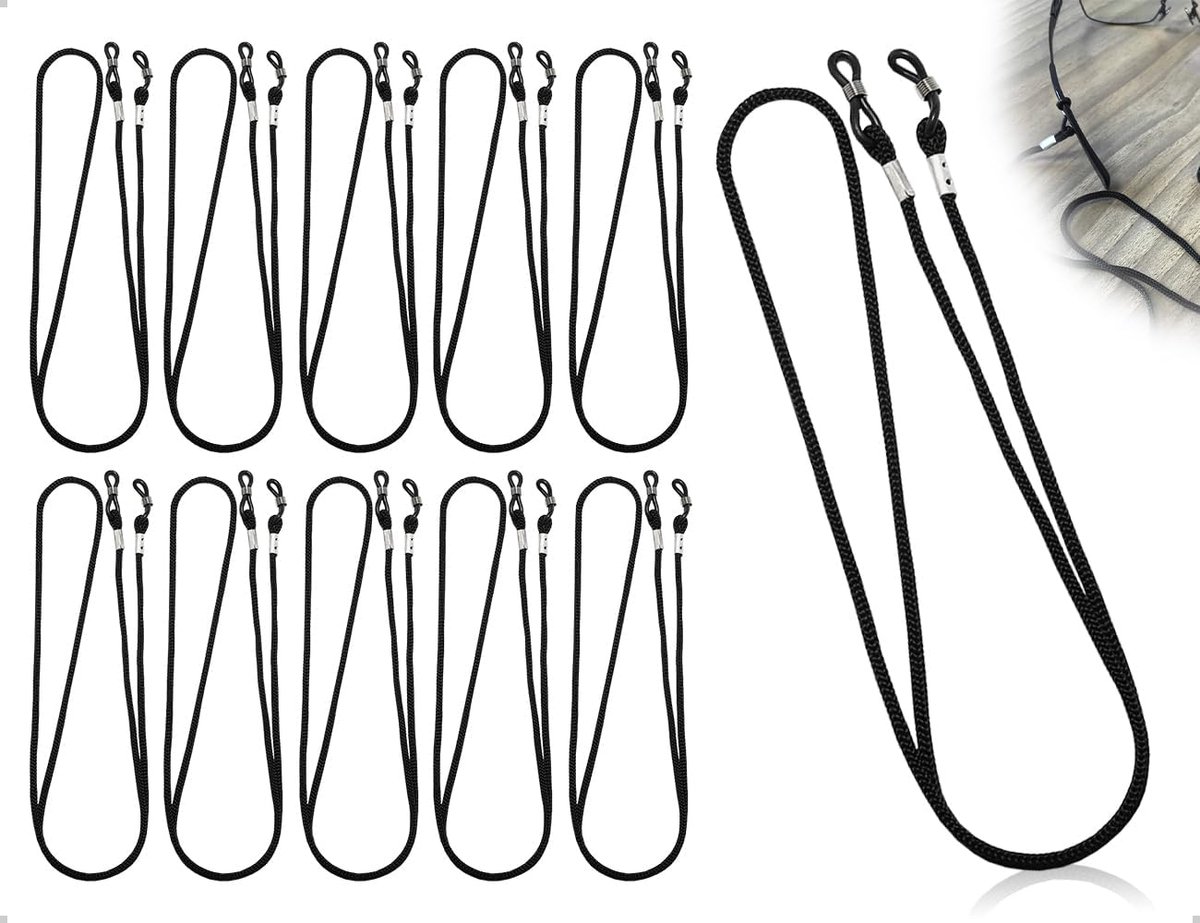 Thijox - 10 Stuks Universele Brillenkettingen, Instelbare Brillenketting voor Heren en Dames, Geschikt voor Thuis, School, Camping, Reizen, Werken, Vi