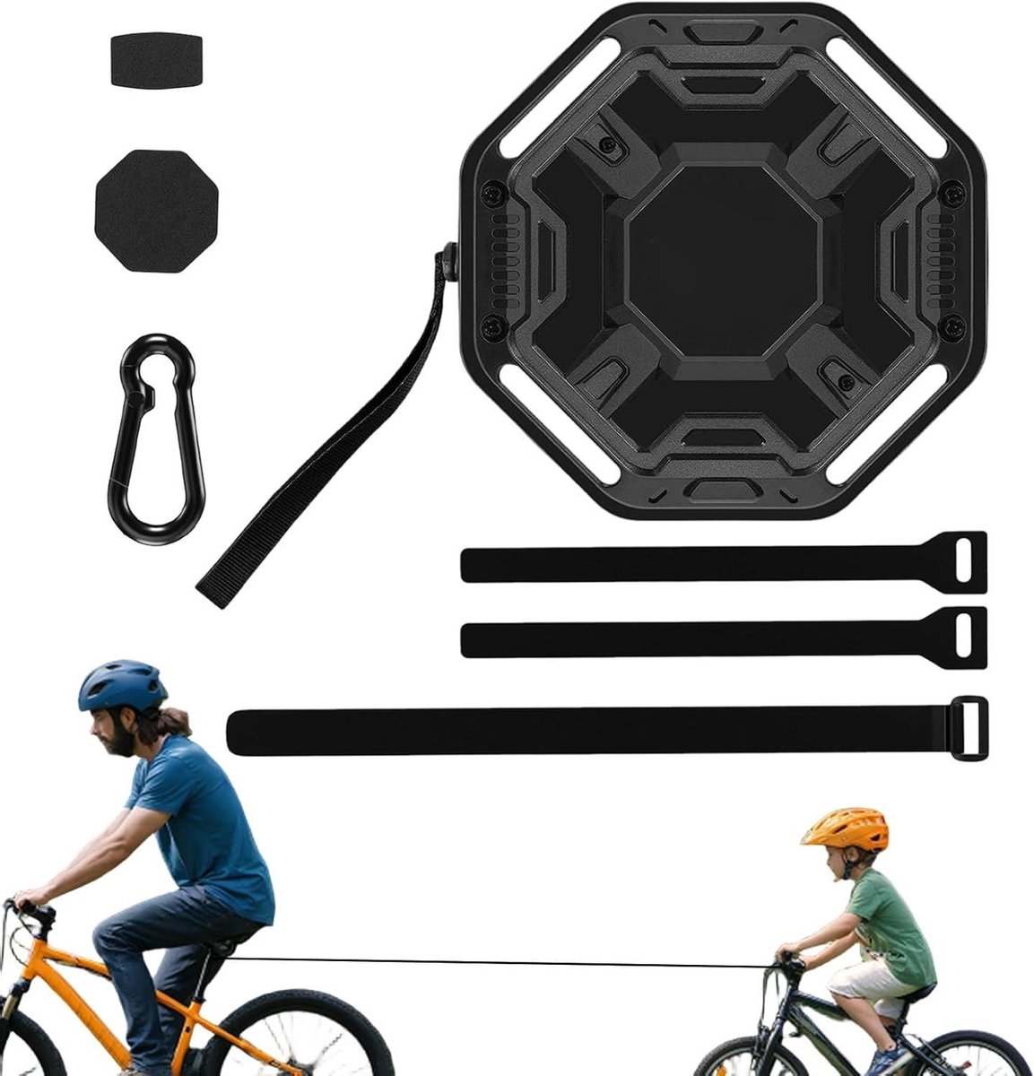 Fiets Sleepkabel - Oprolbare Fietstrekband - Kinderen Fietsen Ondersteunen - Intelligent Dempingssysteem - 100 kg draagvermogen - Zwart