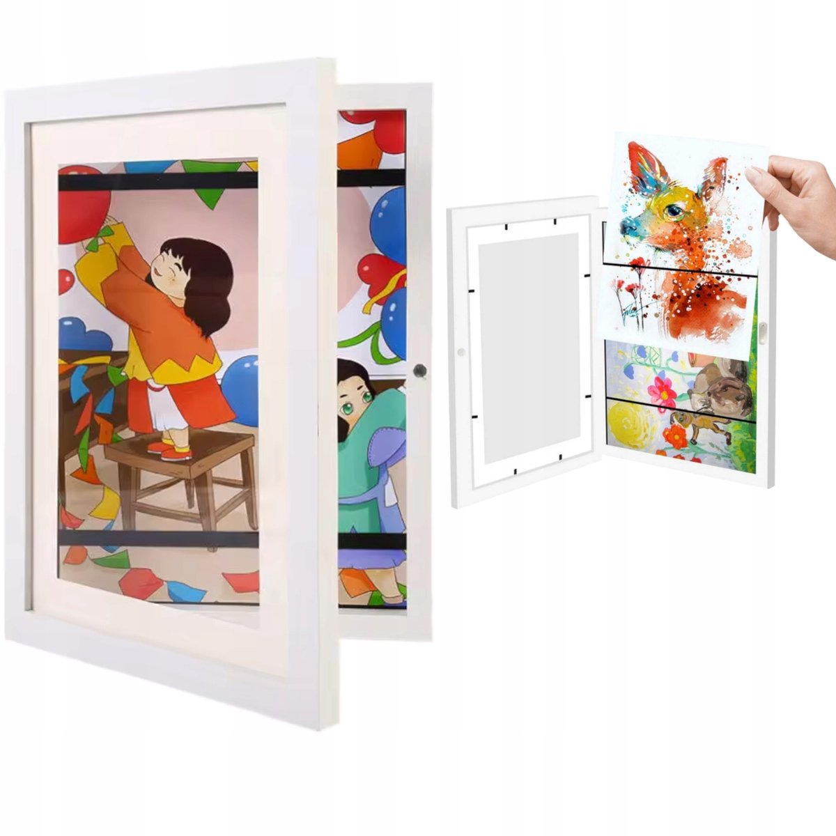 A4 Kinder Kunstwerk Frame met Opbergruimte - Wit
