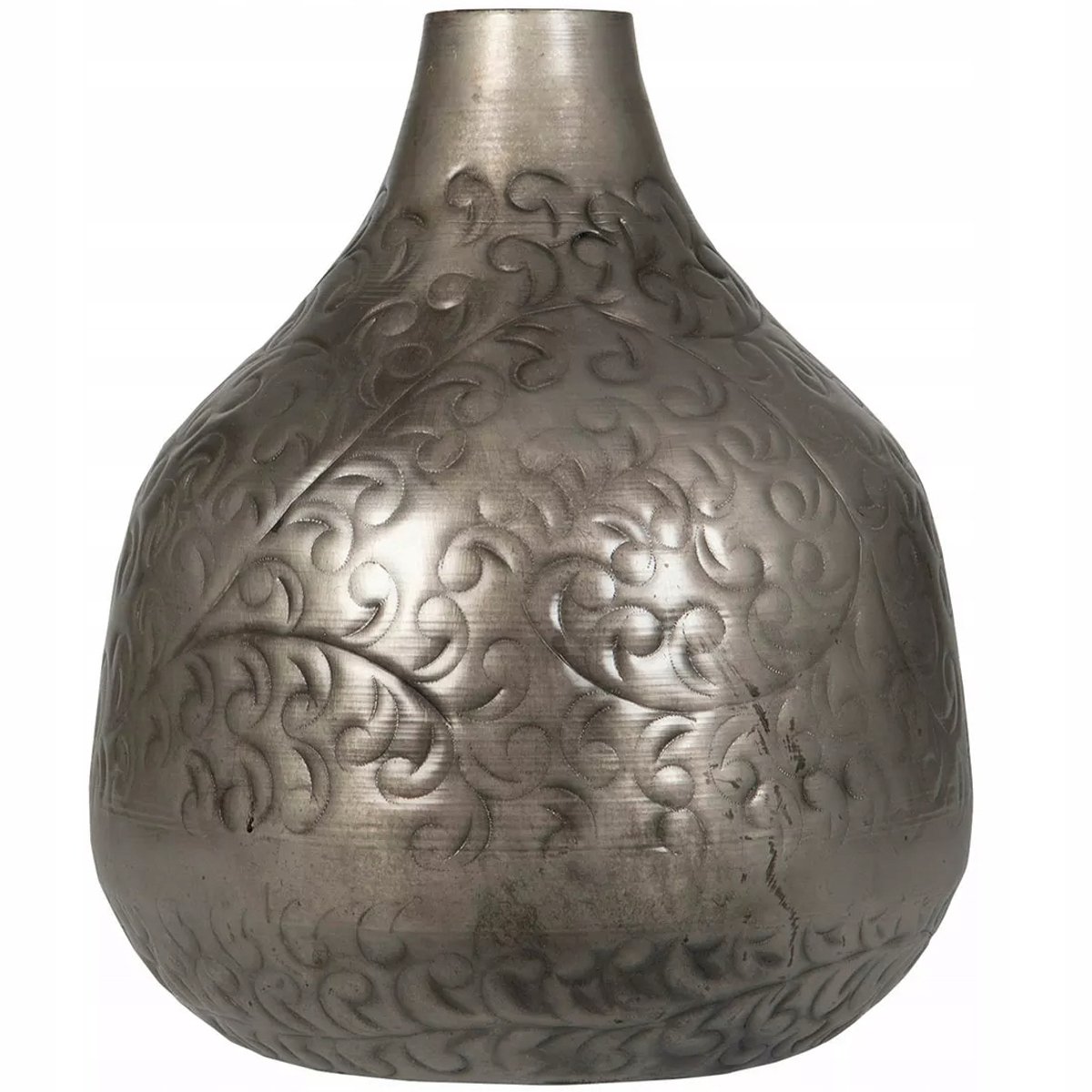 Grote Zilverkleurige Metalen Vaas 35cm - Stijlvolle Loft Decoratie