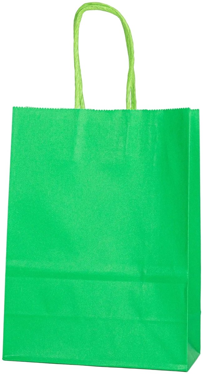 Papieren Draagtas - 60 Stuks -groen- 16x22x8cm - Papieren Tasjes - Kraft Tas - Tassen - Cadeau Tas - Hoogwaardig Kraft Papier - Eco-vriendelijk - Ideaal voor Geschenken - Lasentopack