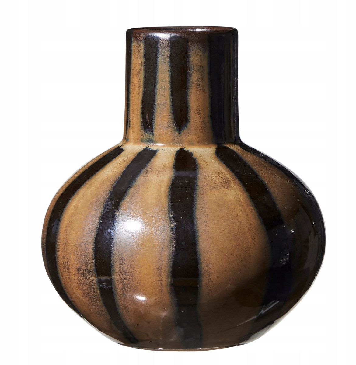 Keramische Vaas Gestreept Bruin Zwart 17 x 22 cm - Decoratief
