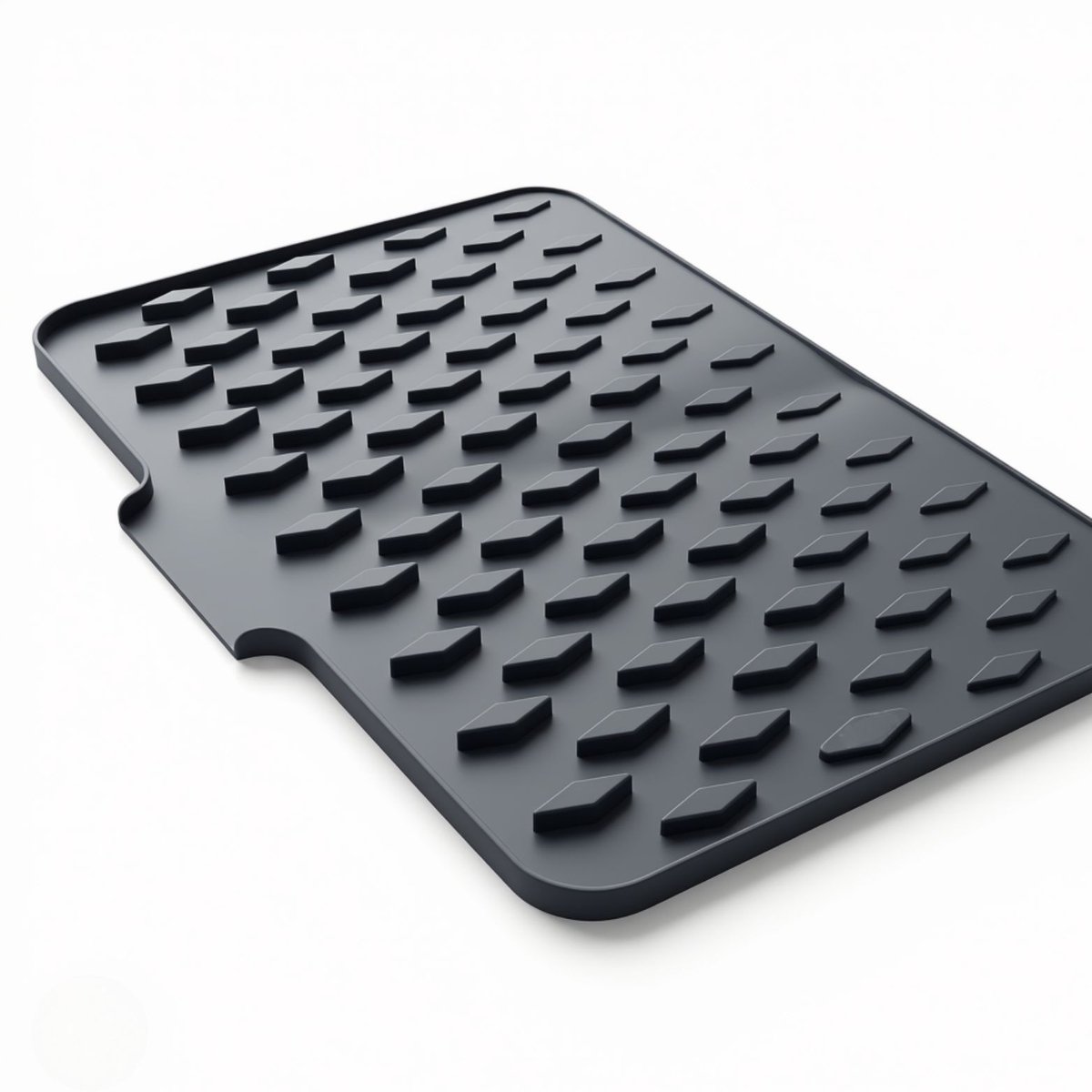 AXIMO Siliconen Afdruipmat 30x40 cm – Dik & Antislip – Aflopend - Sneldrogend Noppen Design – Oprolbaar – BPA-vrij – Voor Servies & Keuken – Grijs