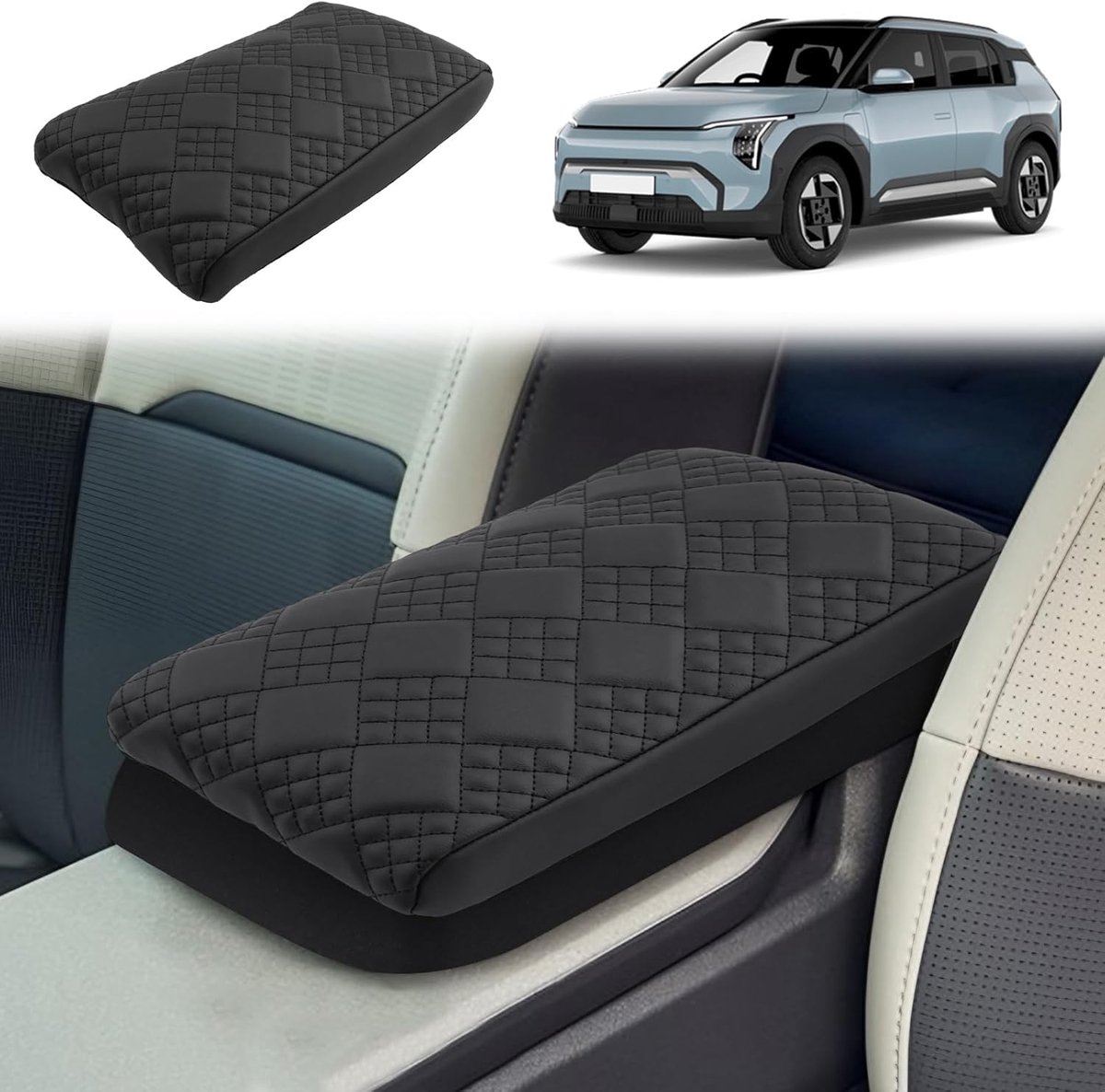 Compatibel met Kia EV3 GT Line 2025 2026 Middenarmsteun, EV3 2025 Middenconsole Armleuning, Bescherming Leer Kussen, 4 CM Verhoogt Verdikt Vermoeidheid Verlichten, EV3 Accessoires