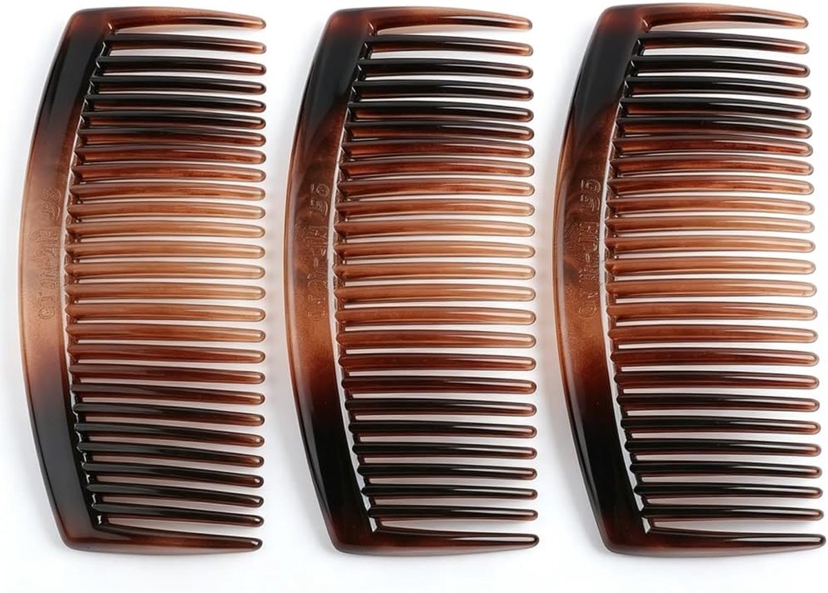 3 stuks haarkam om in te steken, insteekkam Havanna-bruin, 23 tanden steekkam haar, Franse kam steekkammen voor het haar, elegante haarkammen voor dames, hoogwaardige haaraccessoires voor dagelijks