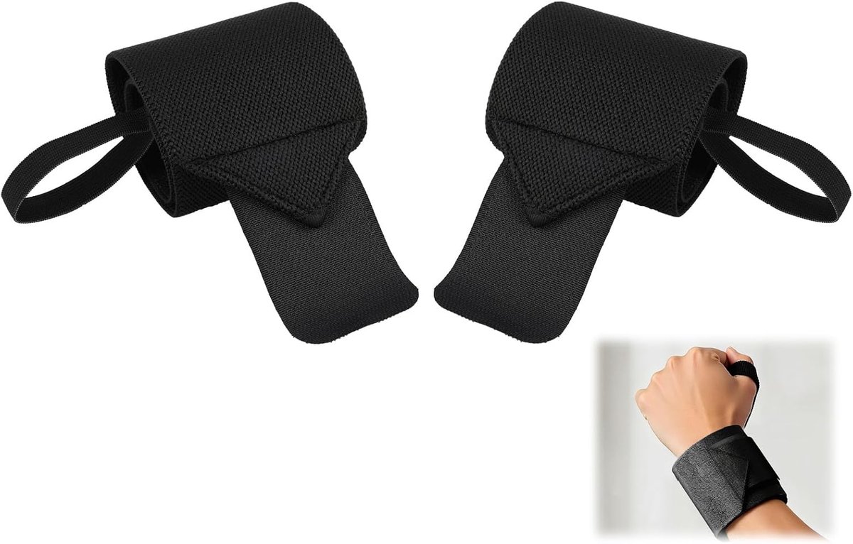 Polsbandages Gym Wrist Wrap voor krachttraining van elastisch katoen met klittenbandsluiting 45 cm voor dames en heren stabiliteit tijdens training in de sportschool en thuis gym
