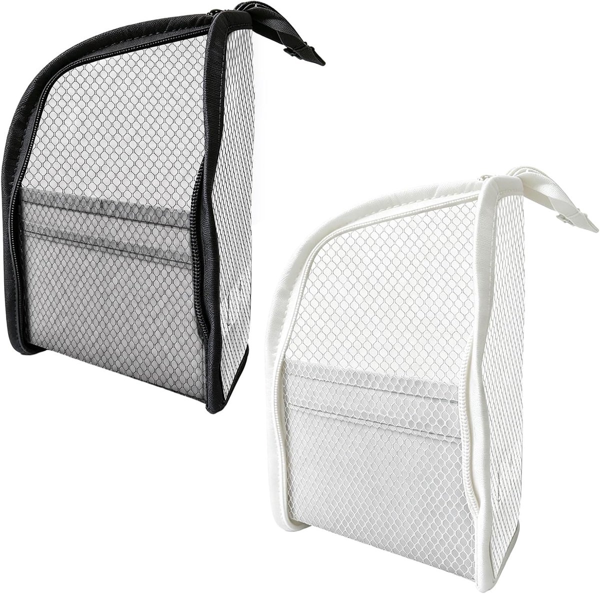 toilettas met standaard, 2-delige set voor reizen en make-up | Ophangbare toilettas, opvouwbare transparante cosmeticatas, stofvrije EVA-nettoilettas met ritssluiting