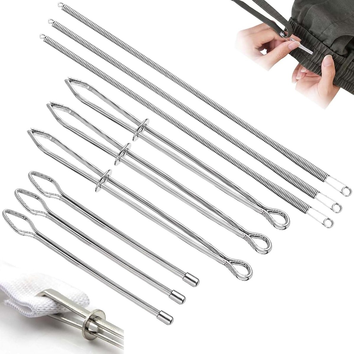 9 stuks metalen naalden, elastische naaiaccessoires, eenvoudig aan te trekken voor koord, elastische band, doe-het-zelf thuisgebruik